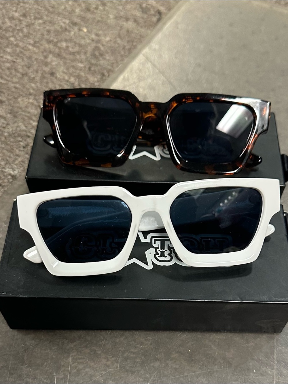 Chunky White & Tortoiseshell Square Sunglasses - Bold Retro Frames